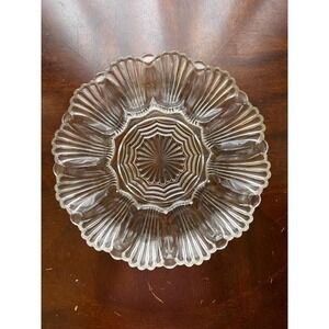 Vintage Deviled Egg Plate Clear Pressed Glass